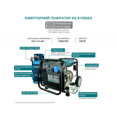 Инверторный газобензиновый генератор KS 8100iEG