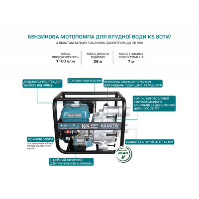 Мотопомпа для грязной воды KS 80TW