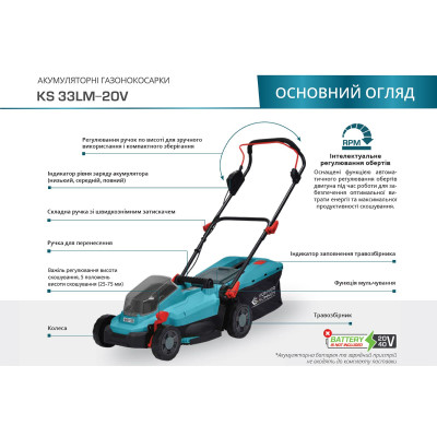 Газонокосилка аккумуляторная KS 33LM-20V