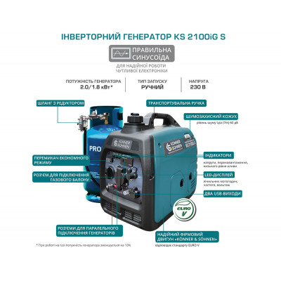 Инверторный газобензиновый генератор KS 2100iG S