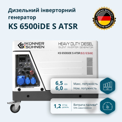 Дизельний інверторний генератор у шумозахисному кожусі KS 6500iDE S ATSR Дизельний інверторний генератор у шумозахисному кожусі KS 6500iDE S ATSR