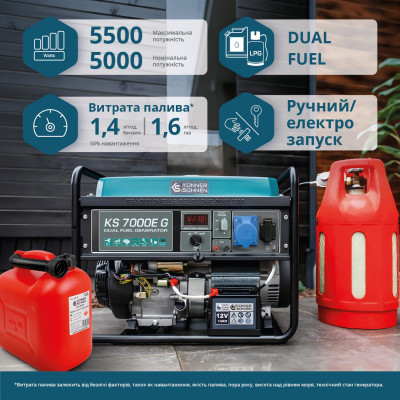 Генератор газобензиновий «Könner & Söhnen» KS 7000E G
